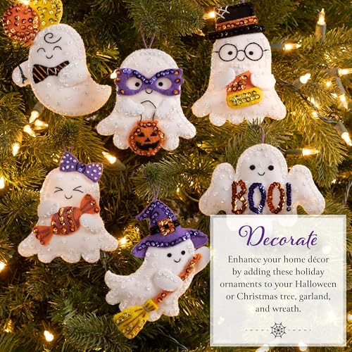 Image of Bucilla, Felt Applique 6 Piece Ornament Making Kit, Boo Buddies, Perfect for DIY Arts and Crafts