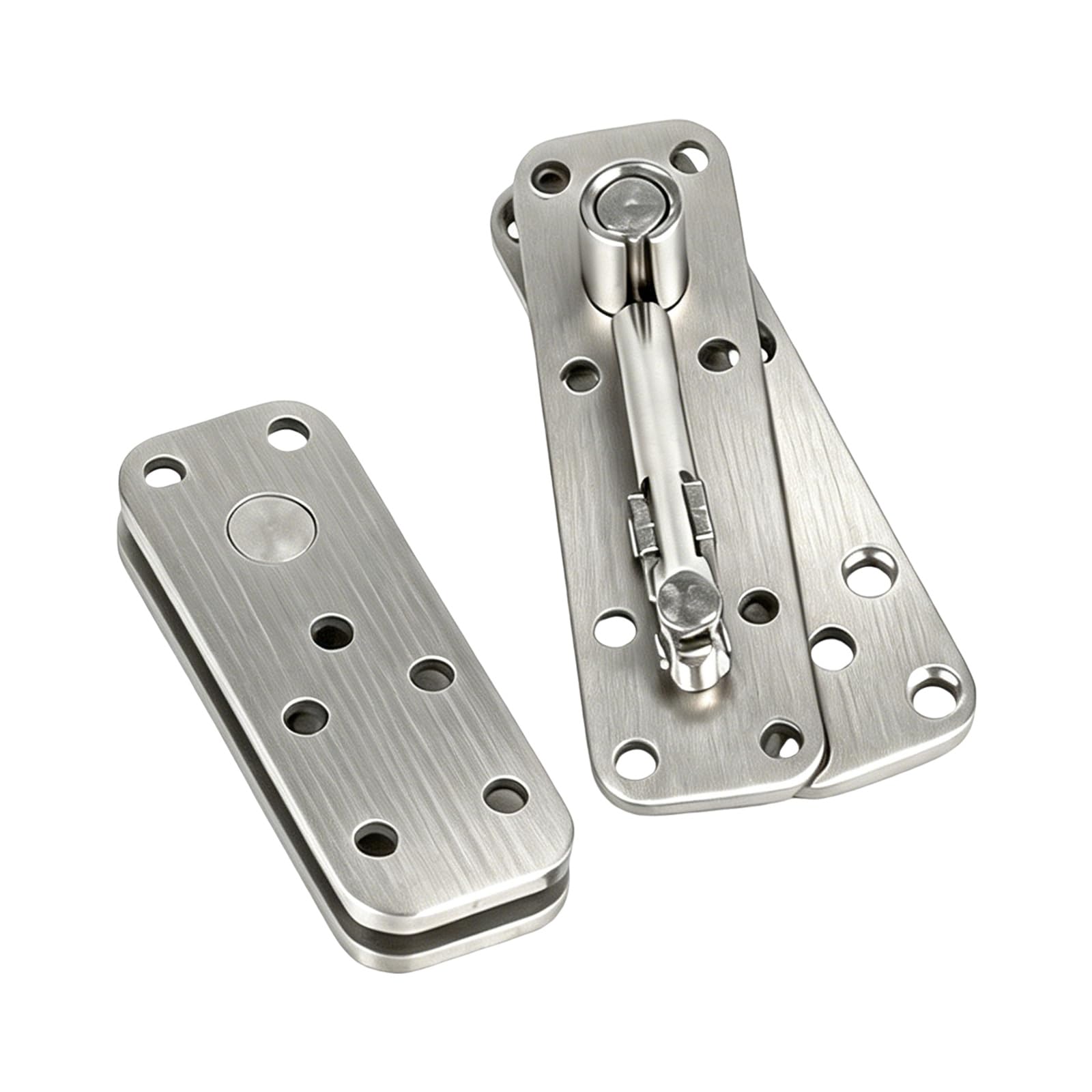 Mekalero Silver 360 Degree Swivels Concealed Hinge Stainless Steel Upper And Lower Hinge For Modern Wood Door Installation Enduring Stainless Steel Rotating Door