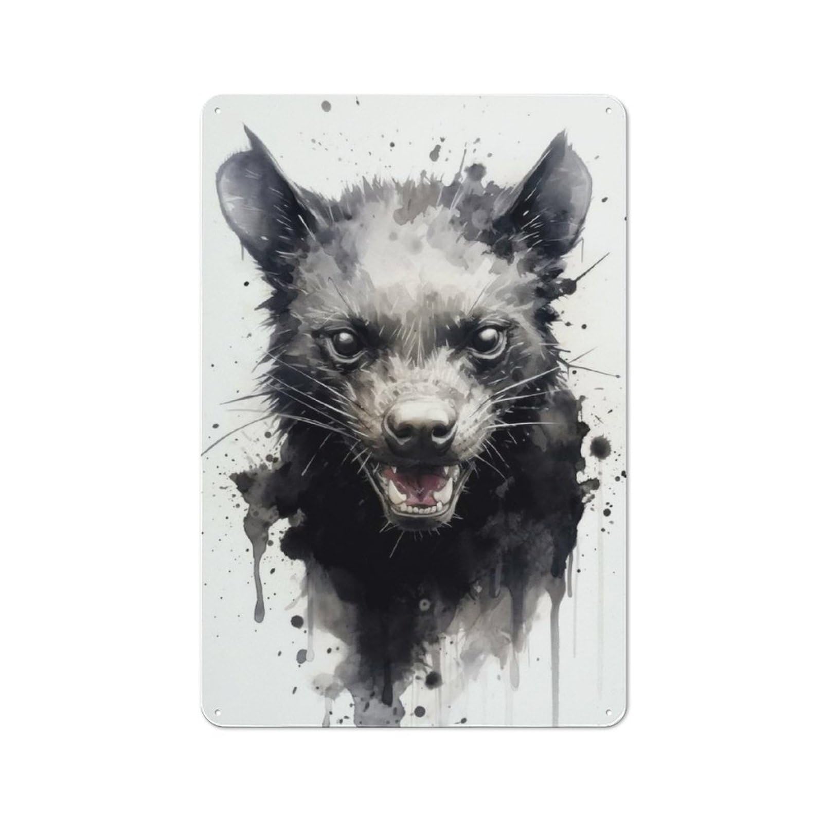 Rustic Tin Sign 30x20cm Featuring Tasmanian Devil Watercolor for Living Room Wall, for Room Styling Across Living Rooms And Feature Walls