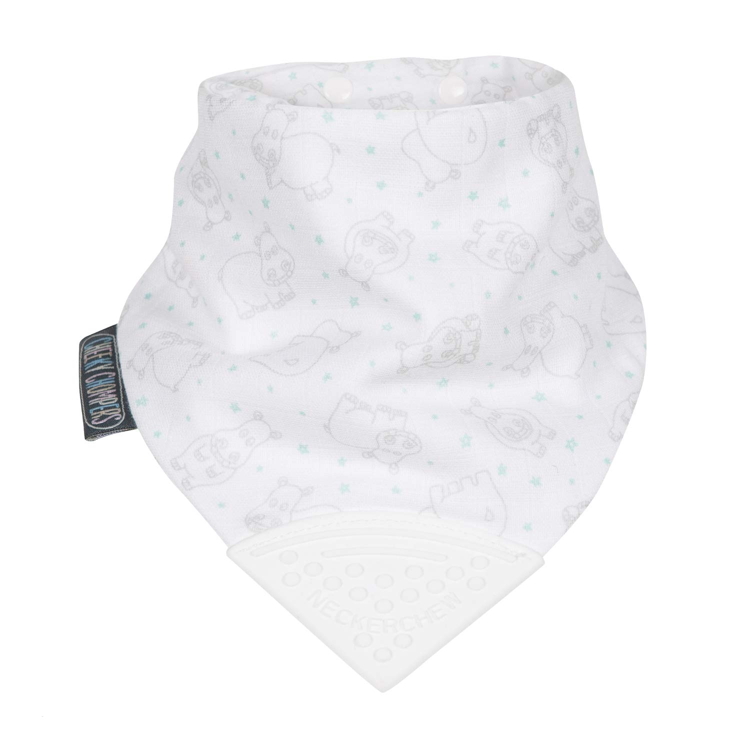 Cheeky Chompers Bavoir De Dentition En Mousseline Pour Bébé - Doux, Absorbant Et Réversible, Dès 2 Mois (Étoiles Argentées)