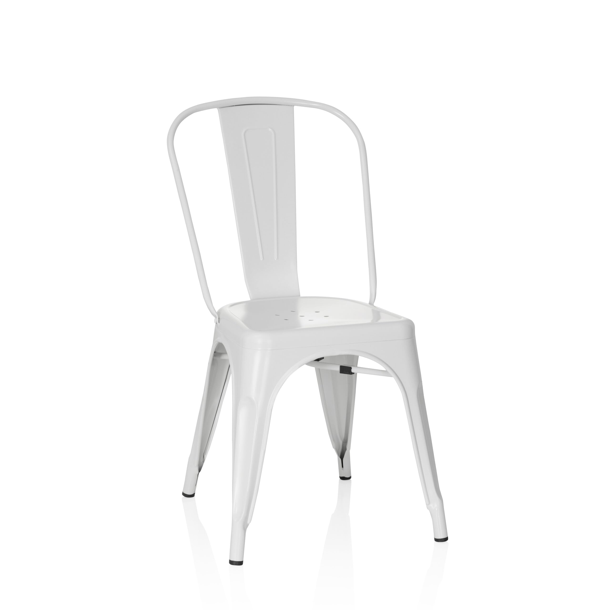 hjh OFFICE Bistrostuhl aus Metall, stapelbarer Küchenstuhl, Industriedesign | Esszimmerstuhl mit Rückenlehne, bis 150 kg belastbar, Seidenmatt, Weiß