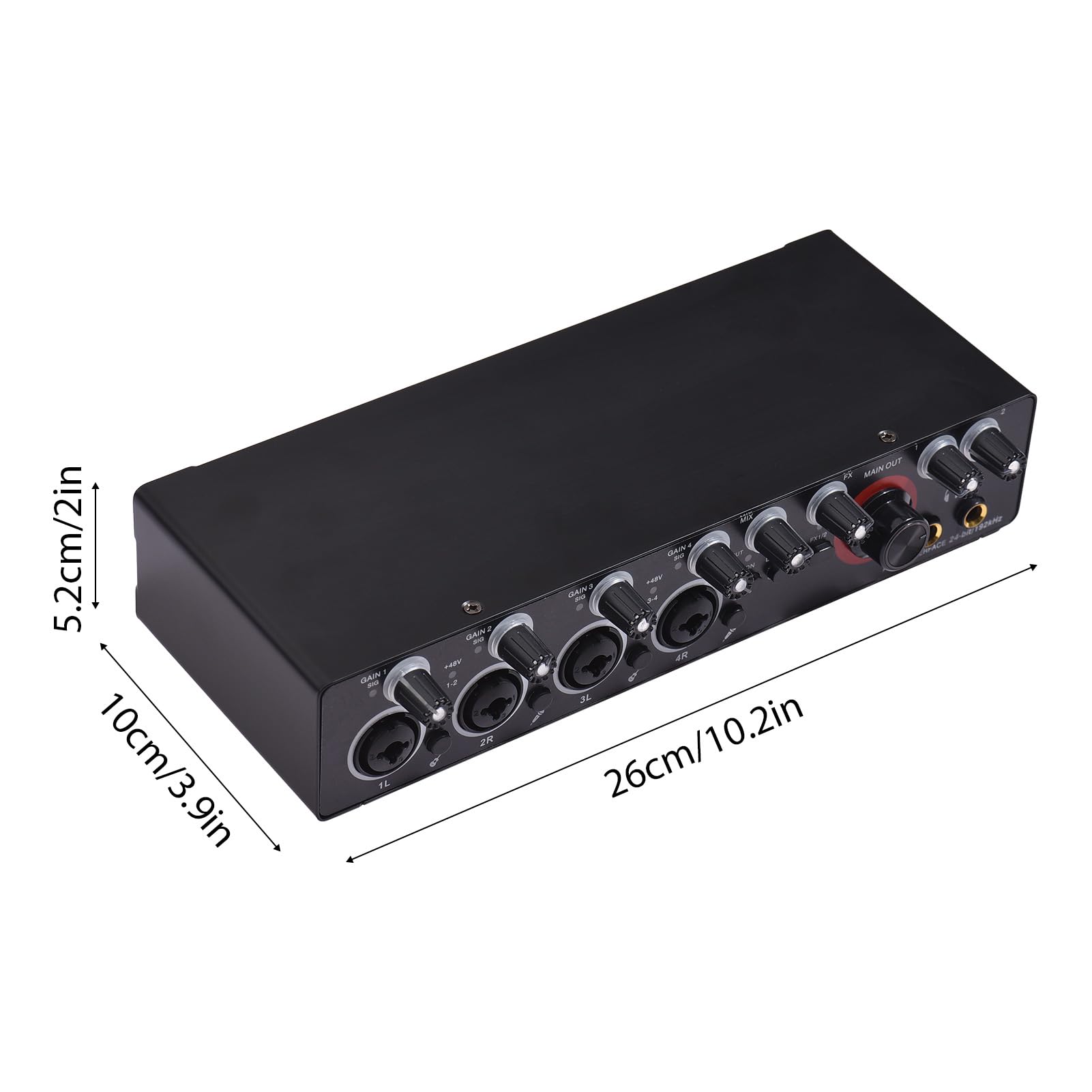 HUIOP Tarjeta de sonido de grabación de 4 canales con interfaz de audio libre de controlador, 4-en 4-out tarjeta de sonido USB 24 bit/192khz 48V alimentación fantasma para grabación profesional de