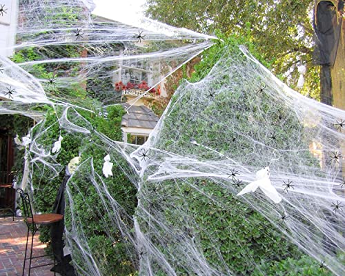 90Shine 1400 Sqft Fake Spider Web Cobweb Halloween Party Outdoor Decorations Supplies With 100 Spiders #TOP2