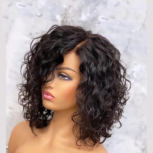 Miniatura 4 de QUINLUX WIGS Peluca corta suelta de onda profunda HD invisible con encaje frontal, cabello humano brasileño Pixie corto rizado Bob corte Bob 13x6 HD