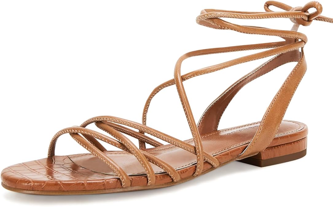 Women's Lace-up Flat Sandals Strappy Open Toe Slingback CrissCross Casual Summer Slides