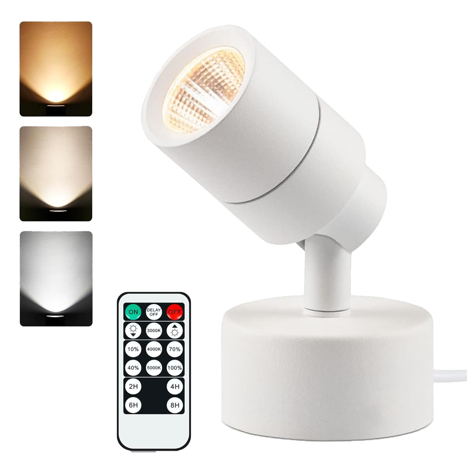 HEQIA Dimmable Spot Lights Indoor with Remote and Timer, 3000K/4000K/5000K Adjustable LED Up Lights,3W Plant Spotlight Indoor Uplighting, Indoor Accent Light for Plants Pictures