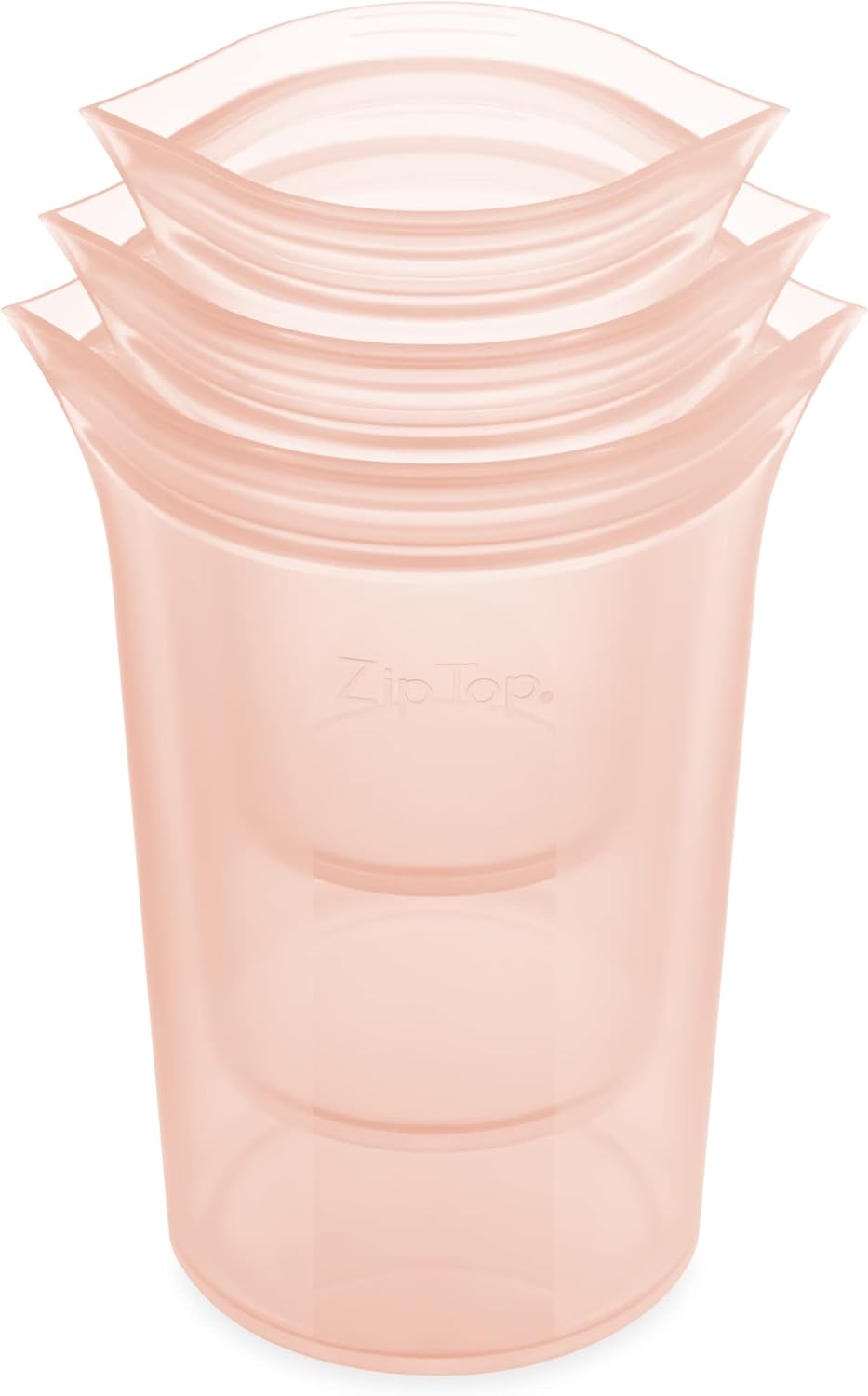 Zip Top Reusable Food Storage Bags 3 Cup Set [Peach