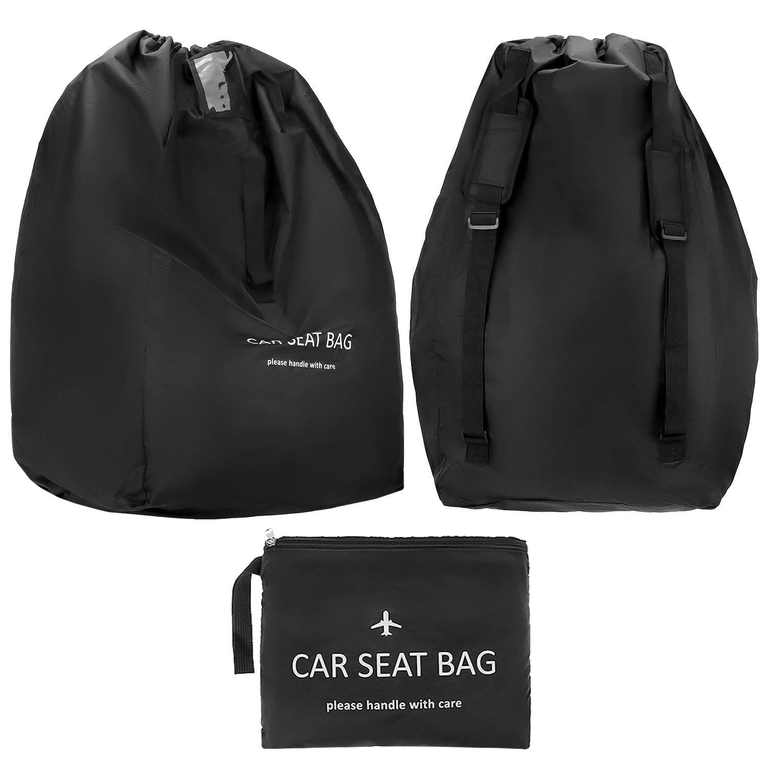 QWORK 85 x 45 x 45 cm torba podróżna do umieszczenia na autositze zum Einchecken am Flugzeuggate - Wasserabweisender Autositzbezug czarny