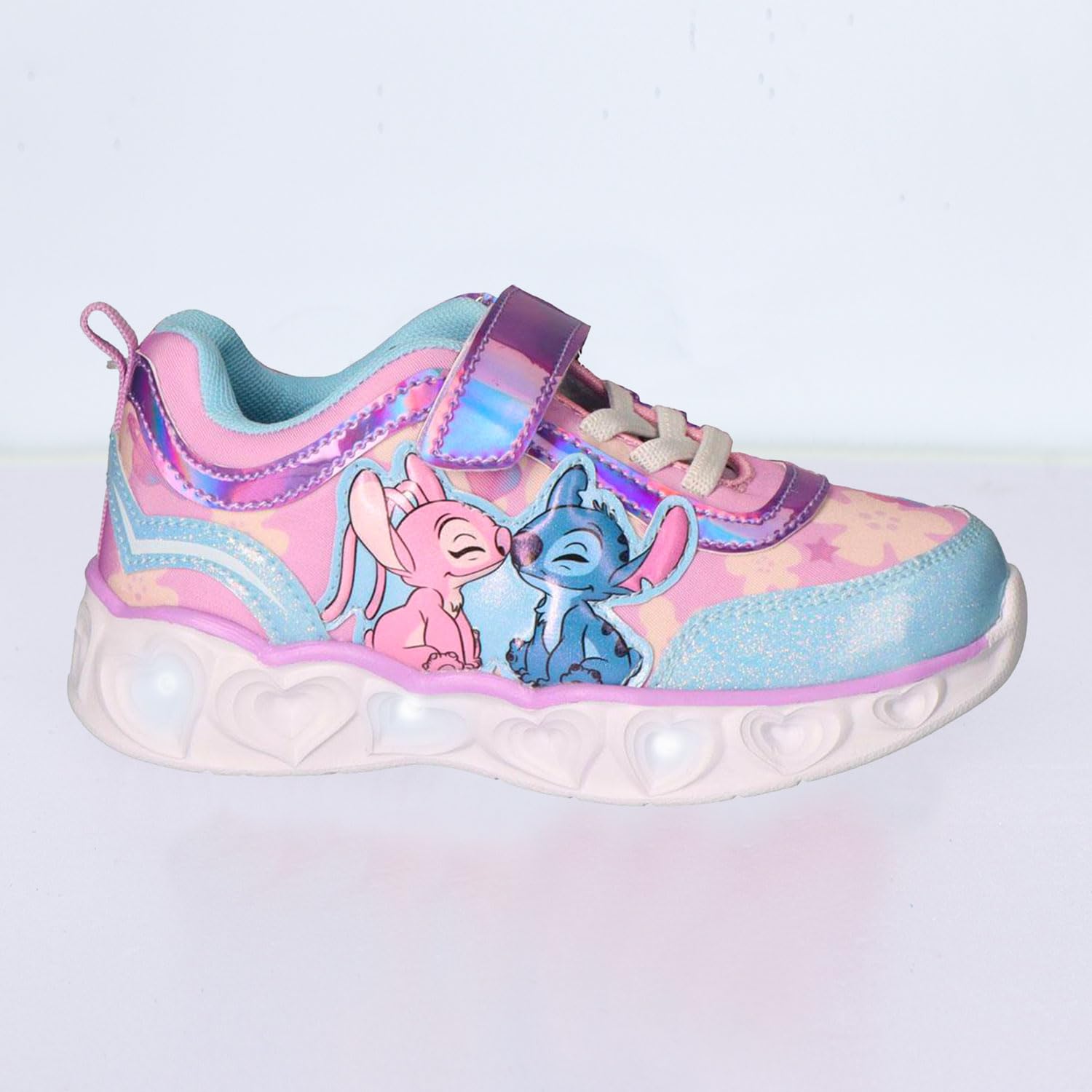 Disney Stitch - Sneakers Bambina – Scarpe Alte e Basse in Tela o Poliestere con o Senza Luci LED, Chiusura Lacci Zip o Strappo, Taglie 25–35