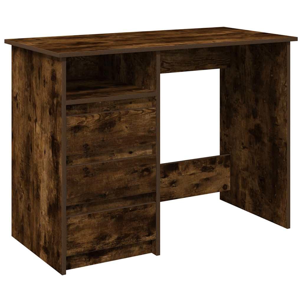 VIDAXL Computer Desk - Smoked Oak - 3 Drawer