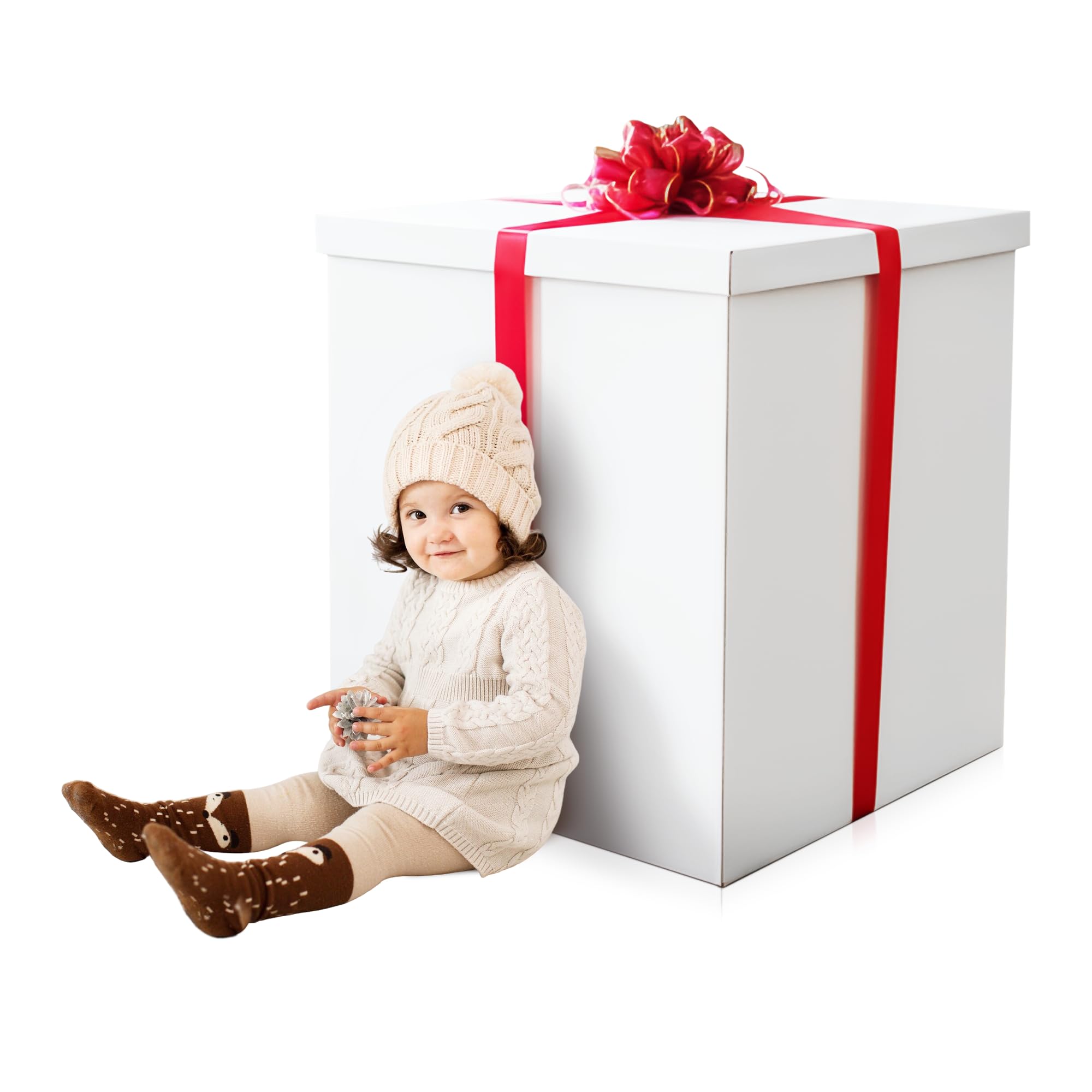Extra große Geschenkbox, 71,1 x 71,1 x 71,1 cm, riesige, weiße Geschenkboxen mit Deckel für große Geschenke, große Geschenke für Geburtstagsüberraschung, besondere Anlässe, einzigartige Feiern, nicht