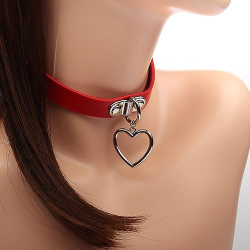Miniatura 2 de Olbye Lock Heart Choker Necklace Short Black Leather Necklace Punk PU Collar Necklaces Cosplay Necklace Link Chain Gothic Necklace Jewelry for Women