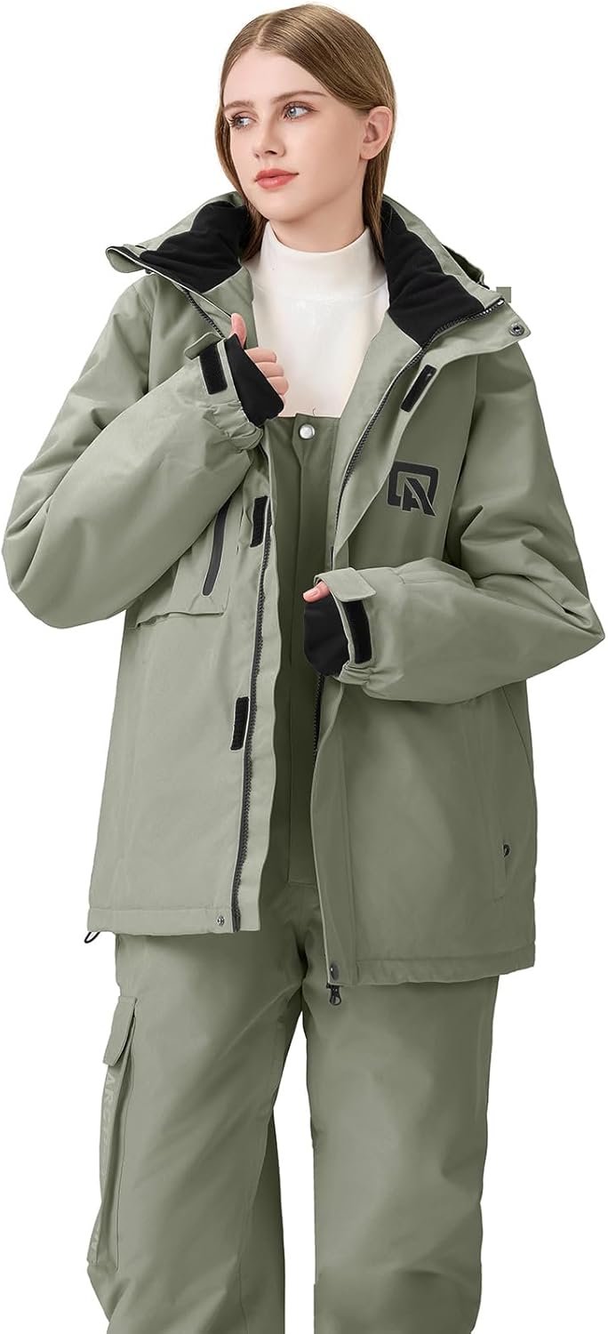 YEEFINE Women's Ski Suit Two Piece Waterproof Ski Jacket and Pants Set Outdoor Windproof Winter Snow Coat Warm Snowsuits