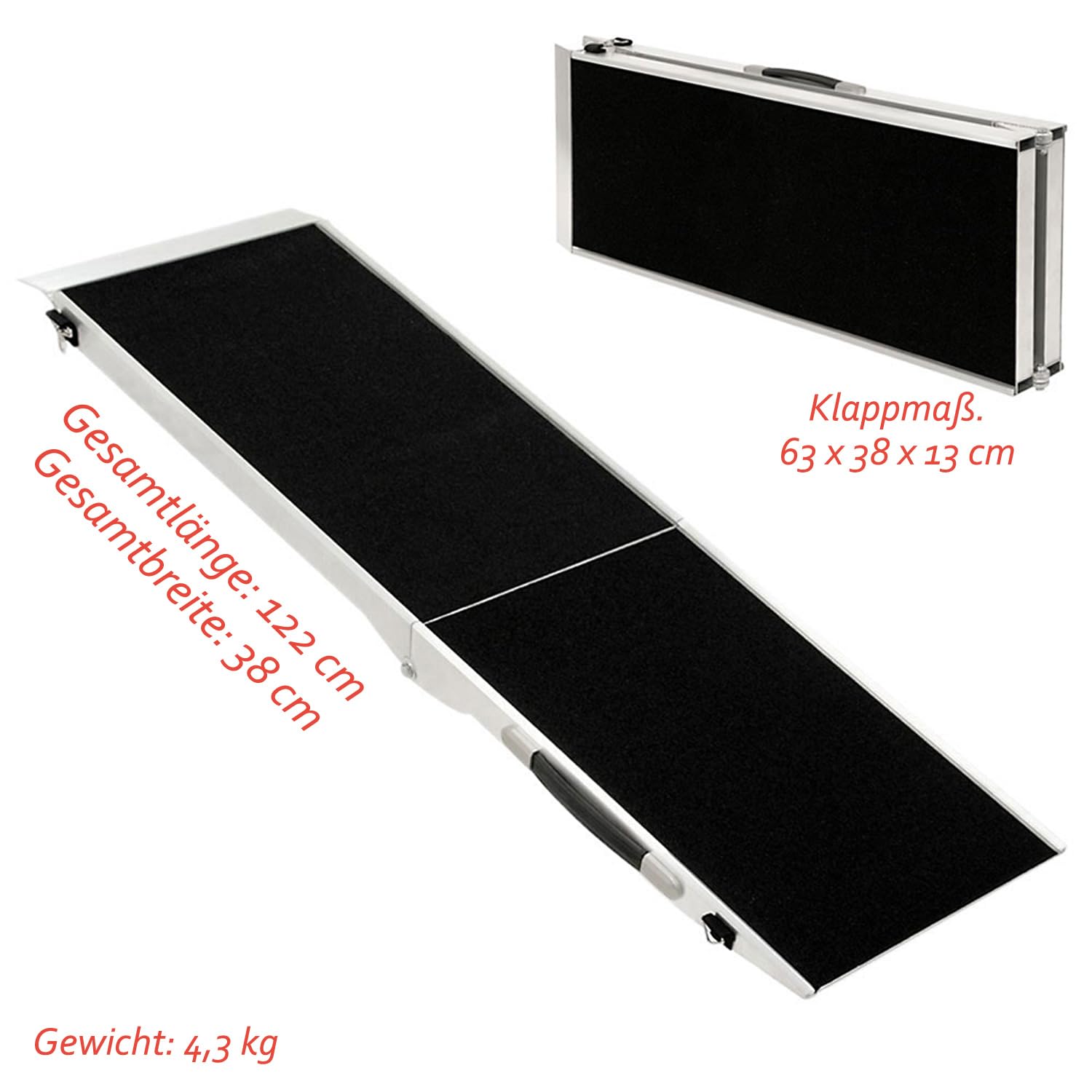 Petigi Hunderampe Hundetreppe Auto Kofferraum Treppen Rampe Einstiegshilfe für Hunde Klappbar Aluminium Auswahl Längen 5 cm Belastbar bis 150 kg