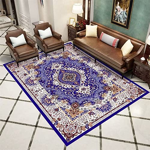 Tapis garçon bleu foncé 80x120cm à motifs géométriques vintage pour salon et chambre - 2