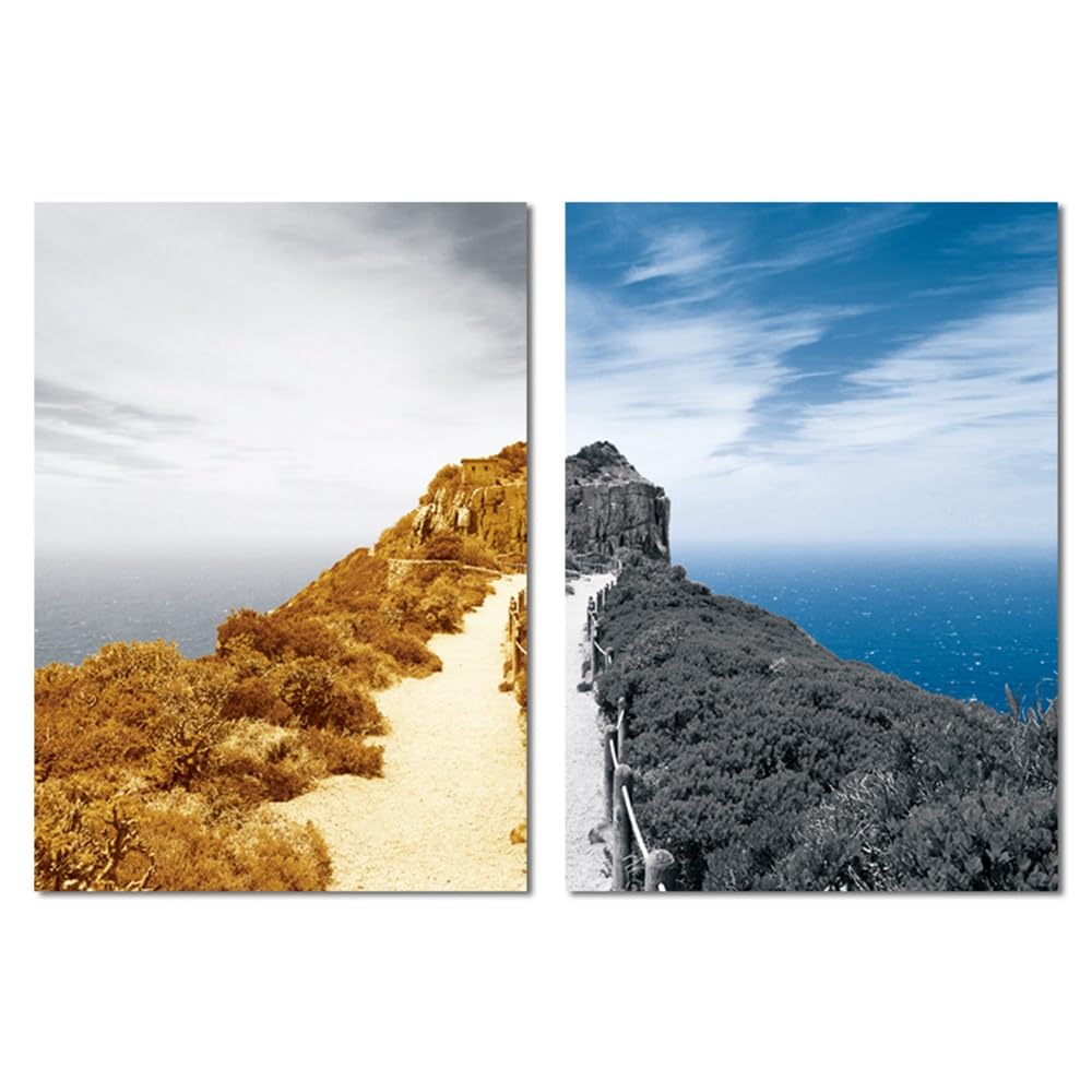 Wuhbcz Multicolored Canvas Paints,Abstract Alpine Scenery Canvas Painting Wall Art Landscape Posters And Prints Minimalist Wall Picture For Bedroom Home Decoration Artwork-60 * 70Cm*2Pcs (No Frame)