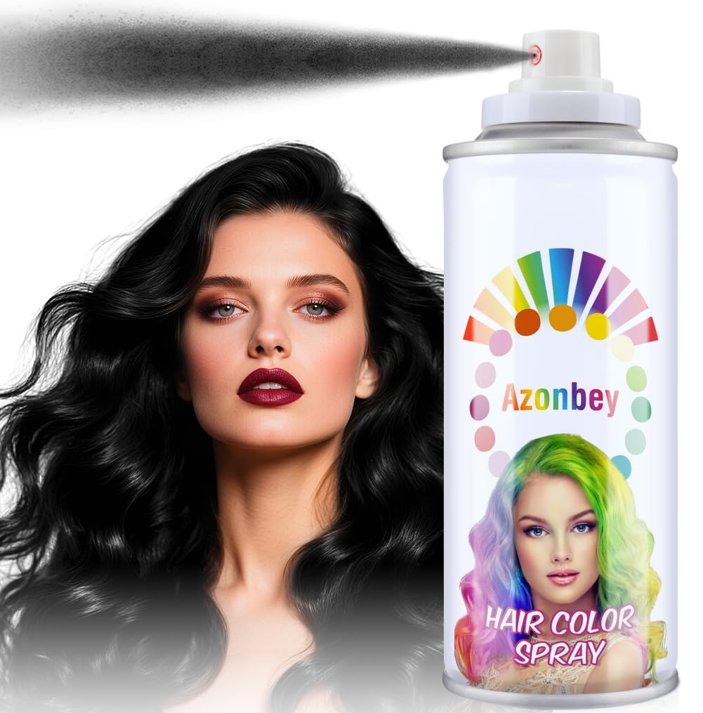 Black Hair Spray,Temporary Hair Color Wax,Azonbey Hair Wax Dye Pomades,Washable Root Touch Up Hair Color Natural Hair Dye for Party,Hollowen,Cosplay. (Black, 120ml)
