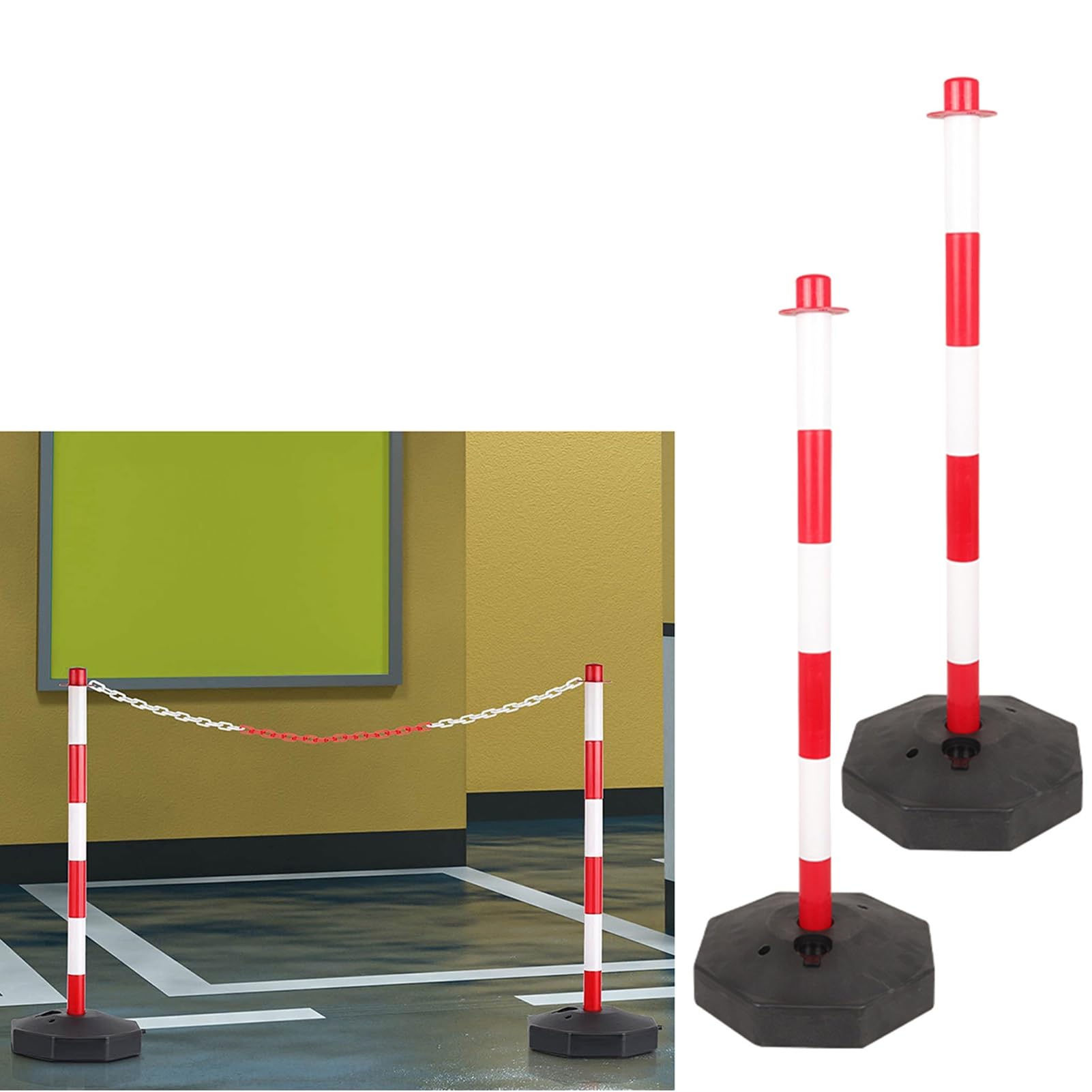 WDSOPK Parking Lot Safety Cone, Traffic Delidelineator Post Delineator Safety Cone Post 2 Parking Lot Traffic Delidelineator Post with Fillable Base,33.5inch Height Plastic Warning Cone（Red White）
