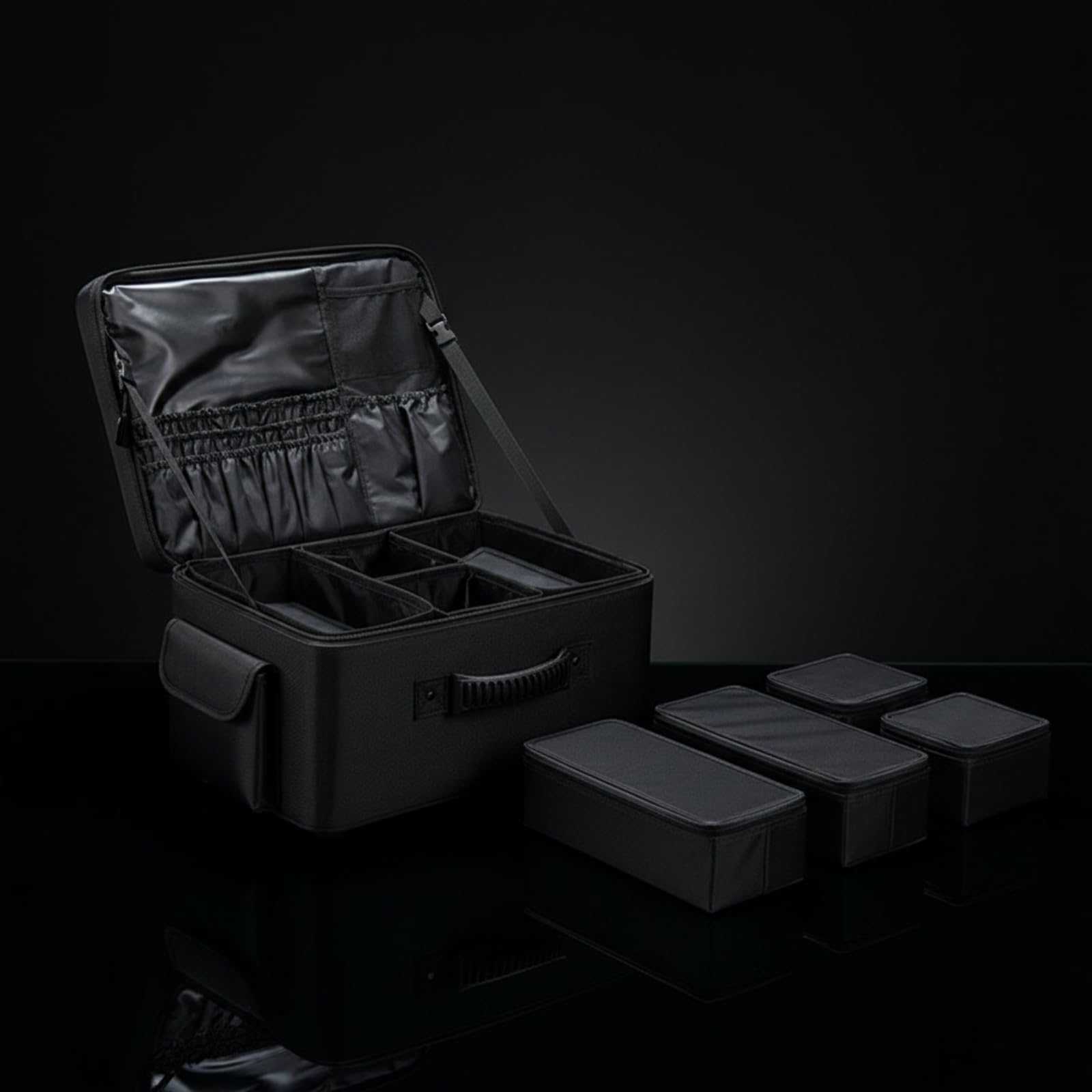 TISHITA Waterproof Makeup Case Kosmetikkoffer Trolley Schminkkoffer Visagistenkoffer mit Wasserdichter Oxford Oberfläche Zweilagigem Fachsystem Und Rollstange für Friseur Salon Reise Profi Einsatz