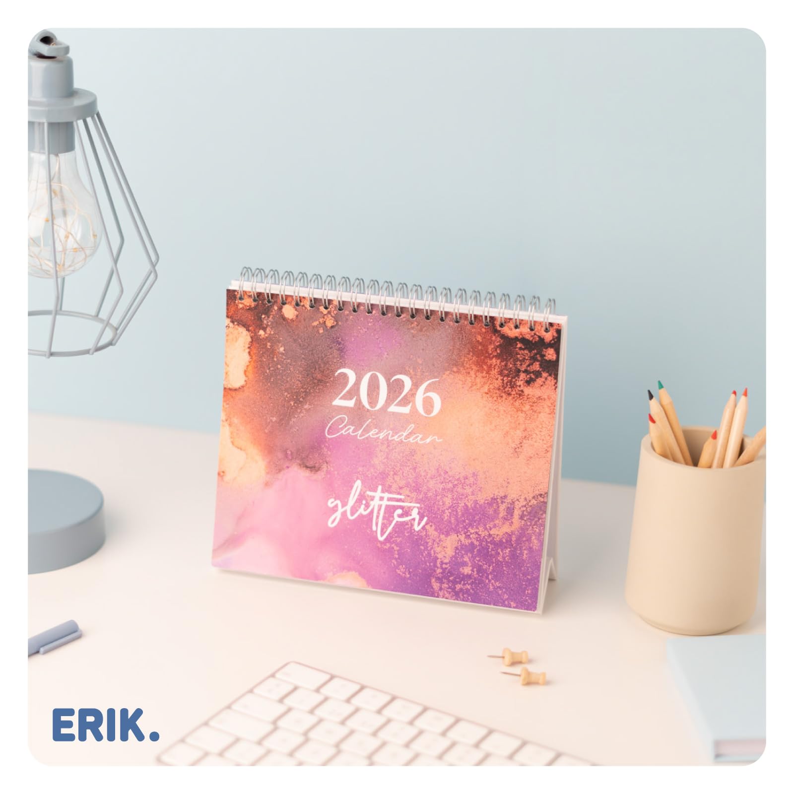 Grupo Erik - Desk Calendar 2026 Glitter | Monthly Calendar 17 X 20
