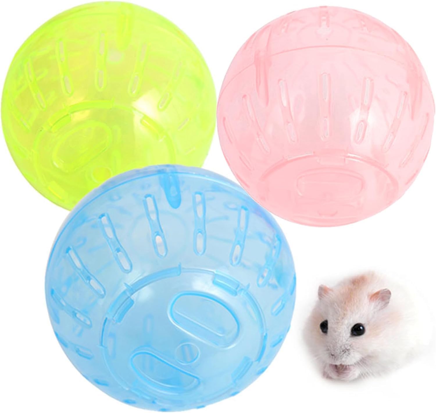 Weißer leiser Gymnastikball aus Kunststoff, für Hamster, Laufen für Zuckergleiter, kleine Mäuse, Rennmäuse, mehrere Farben, Hamster-Trainingsball, kleine Tier-Übungsräder, Gesundheitsbedarf für
