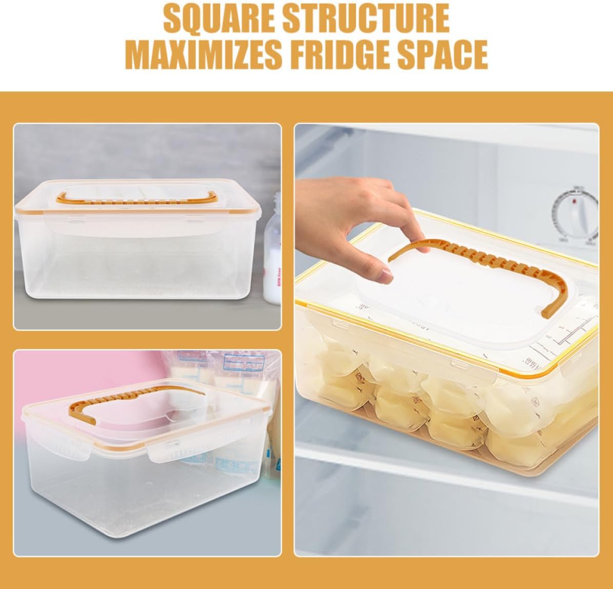 Breastmilk Storage Tower Freezer Organizer with Lid, Small 2pcs Sealed Refrigerator Storage Container for Breastfeeding Milk Bags and Bottles