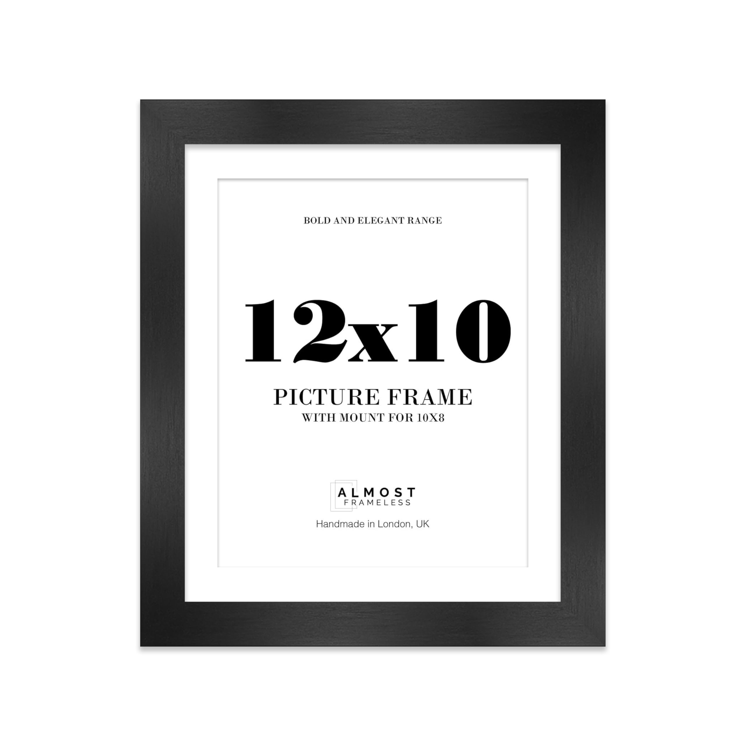 12x10 Black Frame With Mount for 10x8 Pictures 28mm Edge Portrait and Landscape Display with Wall Hooks and Kickstand, 1 Pack