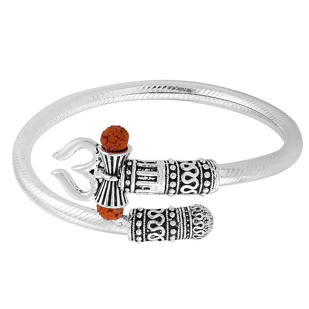 PDY FASHION Bahubali Kada Mahakal Kada Bracelet With Silver Kadas Studded With Rudraksha Shiv Shankar Kada For Men Boys Girls (B09KSCKX33) Amazon Price History, Amazon Price Tracker