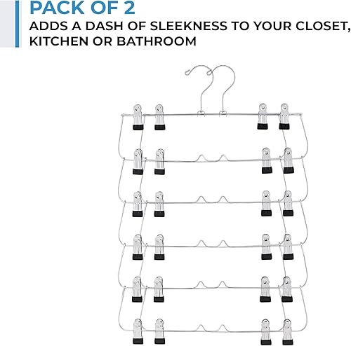 Miniatura 4 de USTECH Paquete de 2 organizadores de pantalones de falda de 6 niveles