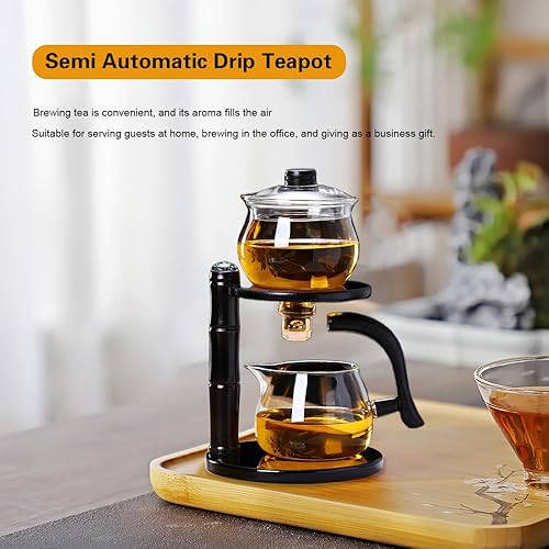 Miniatura 4 de Kungfu - Tetera magnética de cristal, juego de té mágico semiautomático, guía de agua, tetera magnética con infusor de vidrio resistente al calor,