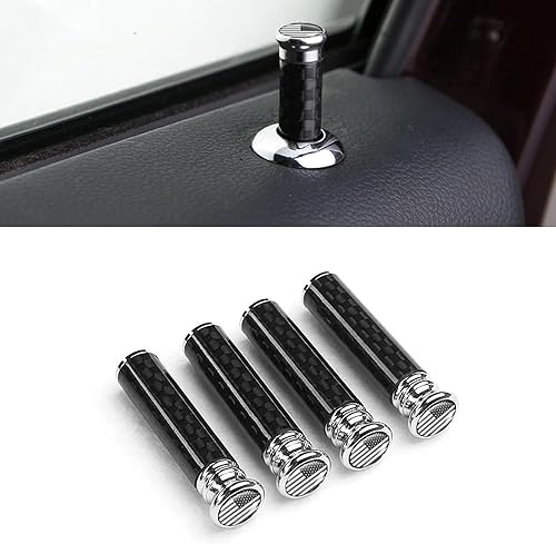 4 piezas de cubierta de perno para cerradura de puerta de automóvil, patrón de borde de fibra de carbono con bandera estadounidense, botón de