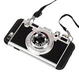 Black Lemon Case for iPhone 7&comma; Cute Case for iPhone 8&comma; 3D Unique Design Camera Case PC &plus; Silicone Shockproof Hybrid Cover Case with Long Strap Rope &lpar;iPhone 7&sol;8&comma; Black&rpar;
