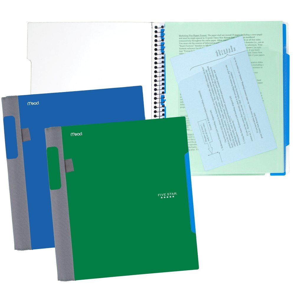 Five Star Advance Spirale Notebook, 1 Thema, College liniert Papier, 1 Blatt, Farbe wird variieren (6322) 2er-Pack Cobalt, Green