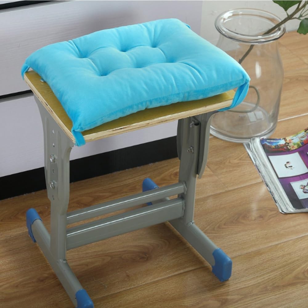 Set of 2 Rectangle Chair Pads, Non Slip Seat Cushion with Ties for Bar Stool Home School Office(Sky Blue,24 * 36 * 6cm)