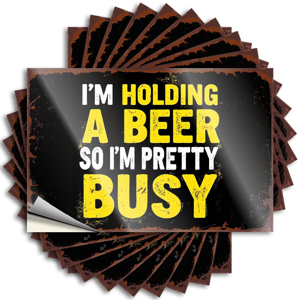 I'm Holding A Beer, So I'm Pretty Busy Bumper Core - Grunge Tattoo Self Adhesive Sticker(8X12CM)