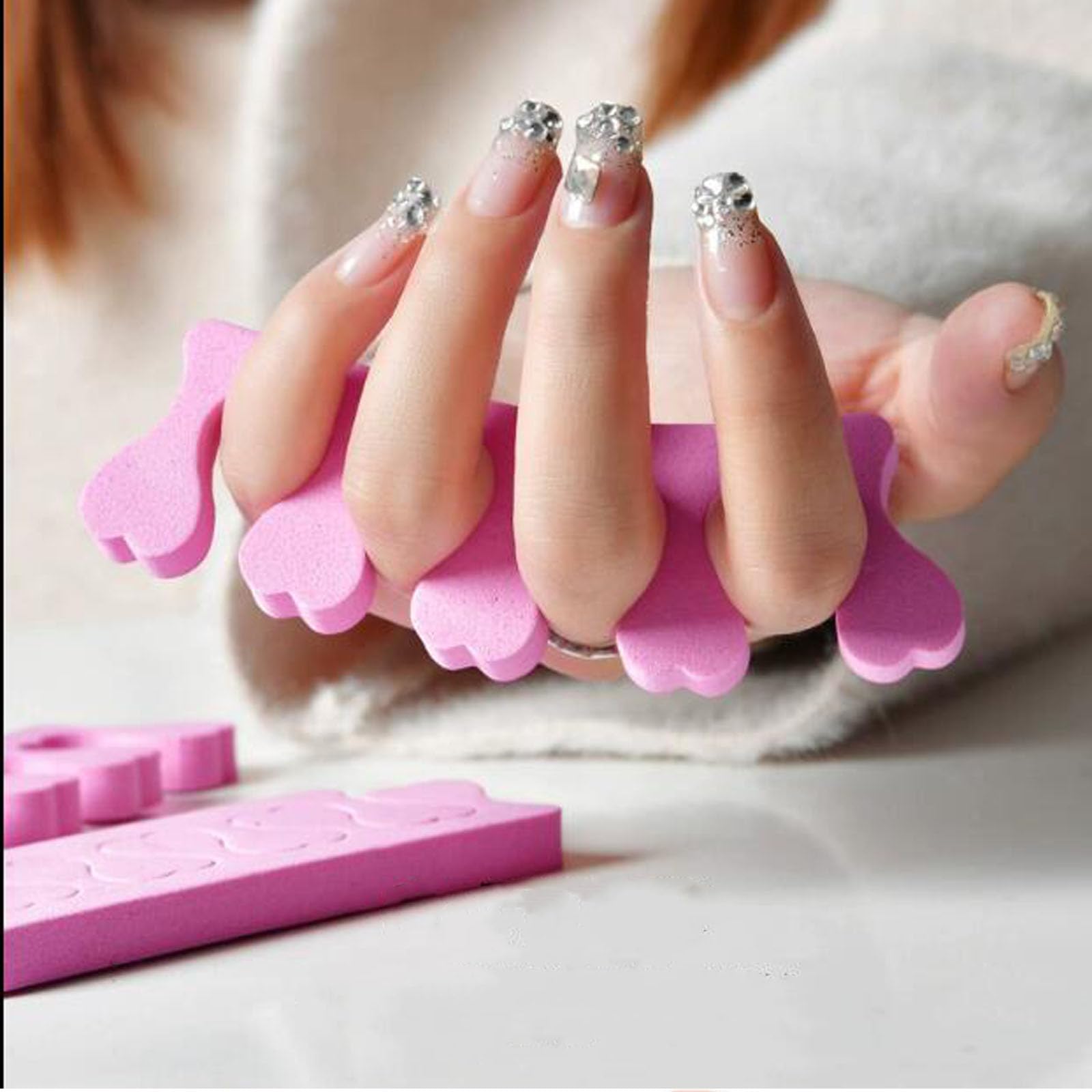 24 pezzi di pesca cuore toe divider, finger divider, unghie e toenail pad separazione, adatto per il miglioramento delle unghie, pedicure, applicazione gel, ecc. (rosa/viola)