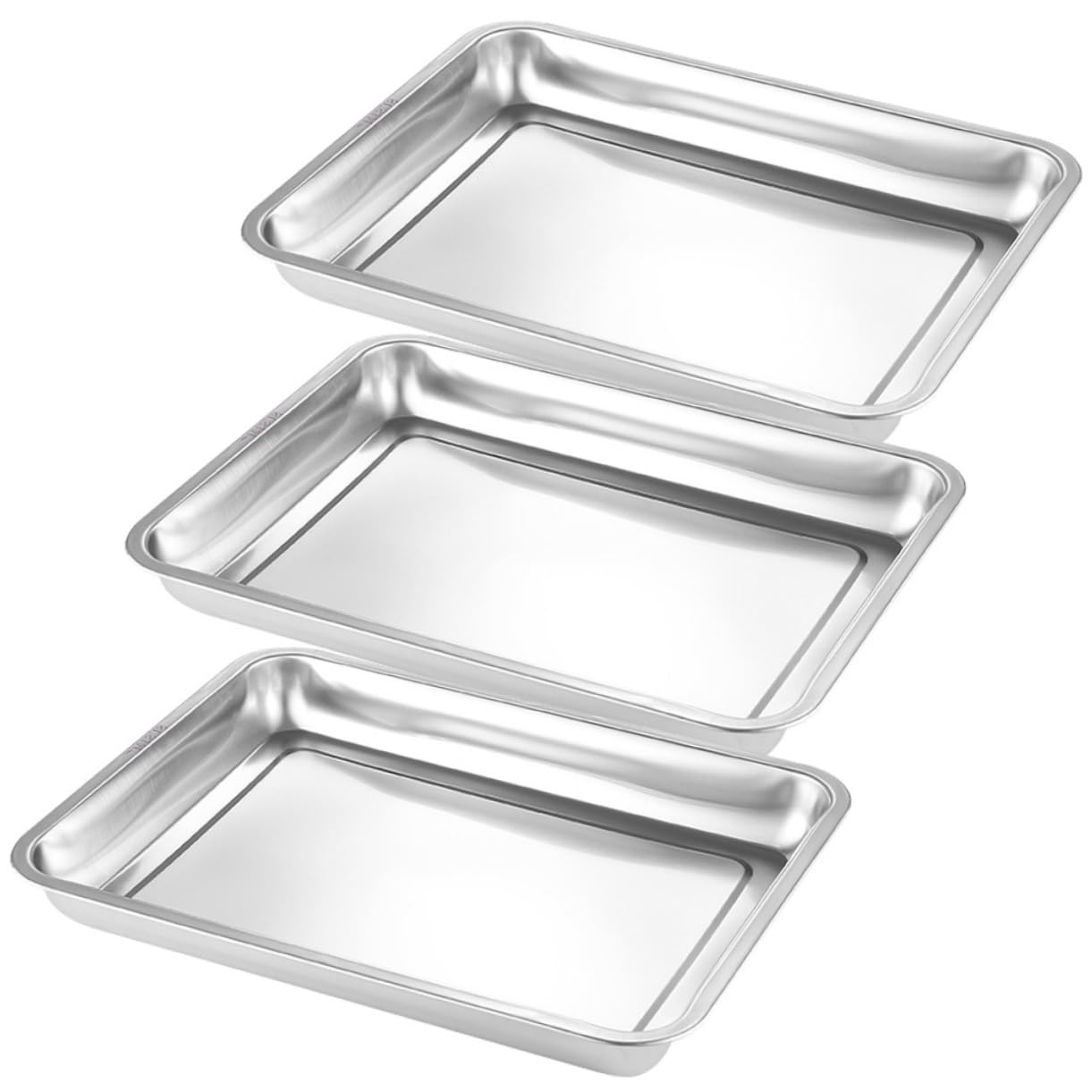 Plateau de service acier inoxydable lot de 3 plats rectangulaires pour cuisine et barbecue