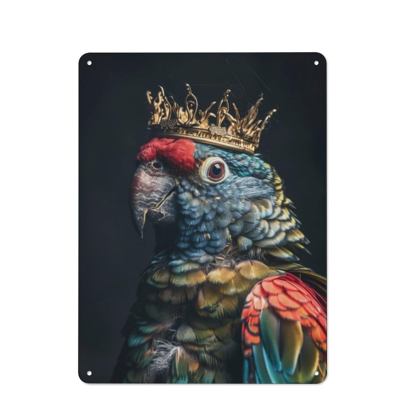 Junmoney Parrot Little King Metal Plaque 40X30cm With For Garage Wall, Retro Decor, For Garage Decor Collectors Refreshing A Room In Autumn