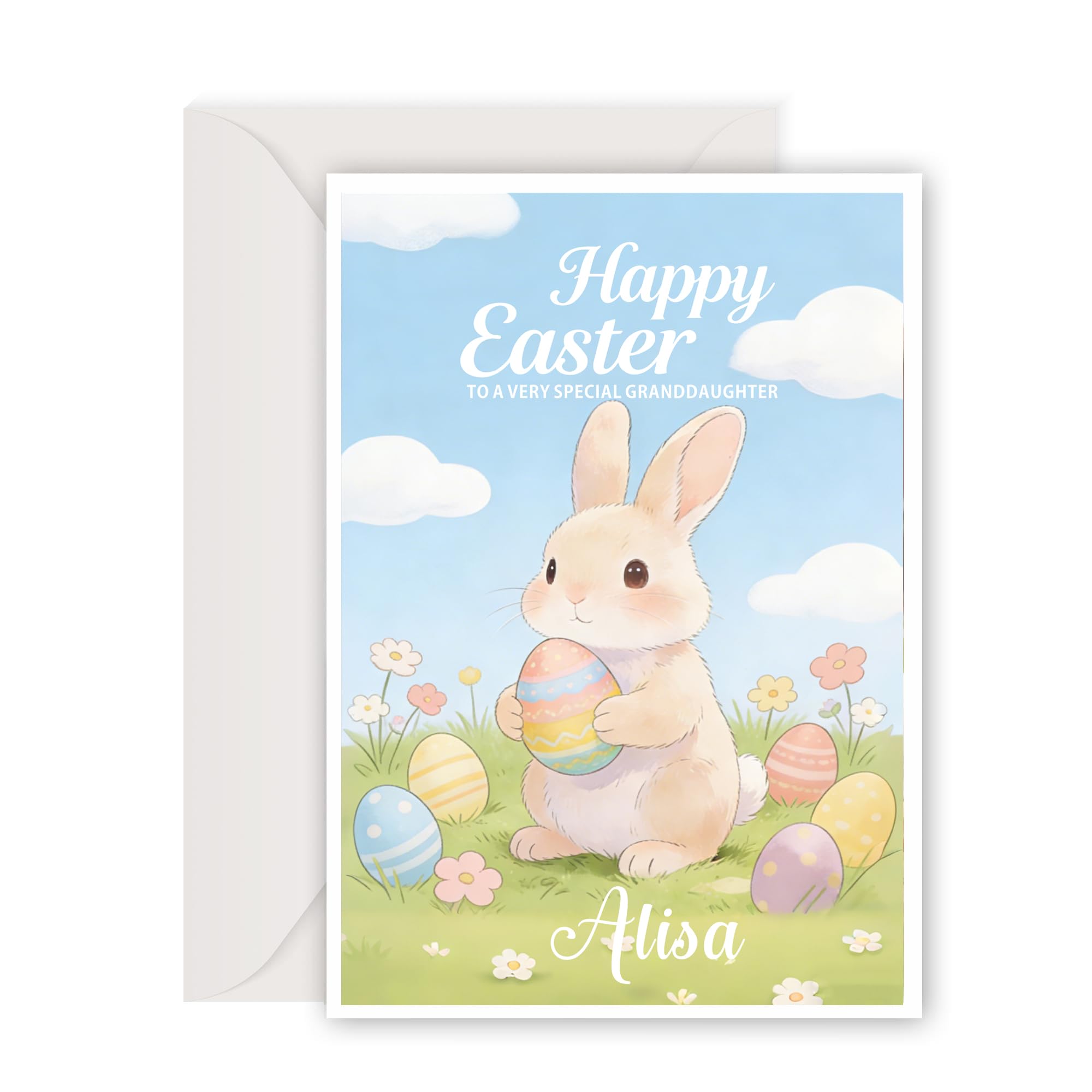 EDSG Personalised Easter Cards, Happy Easter Card with Envelope, Custom Bunny Card Easter Eggs Card Gifts for Kids Children Teens Girls Boys Son (Design 3)