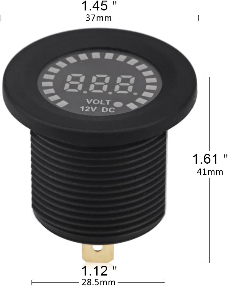WATERWICH Waterproof 12V DC Voltmeter Color LED Digital Display Volt Meter Voltage Meter Scale Gauge Battery Tester for Marine Car Motorcycle Truck Boat RV : Automotive