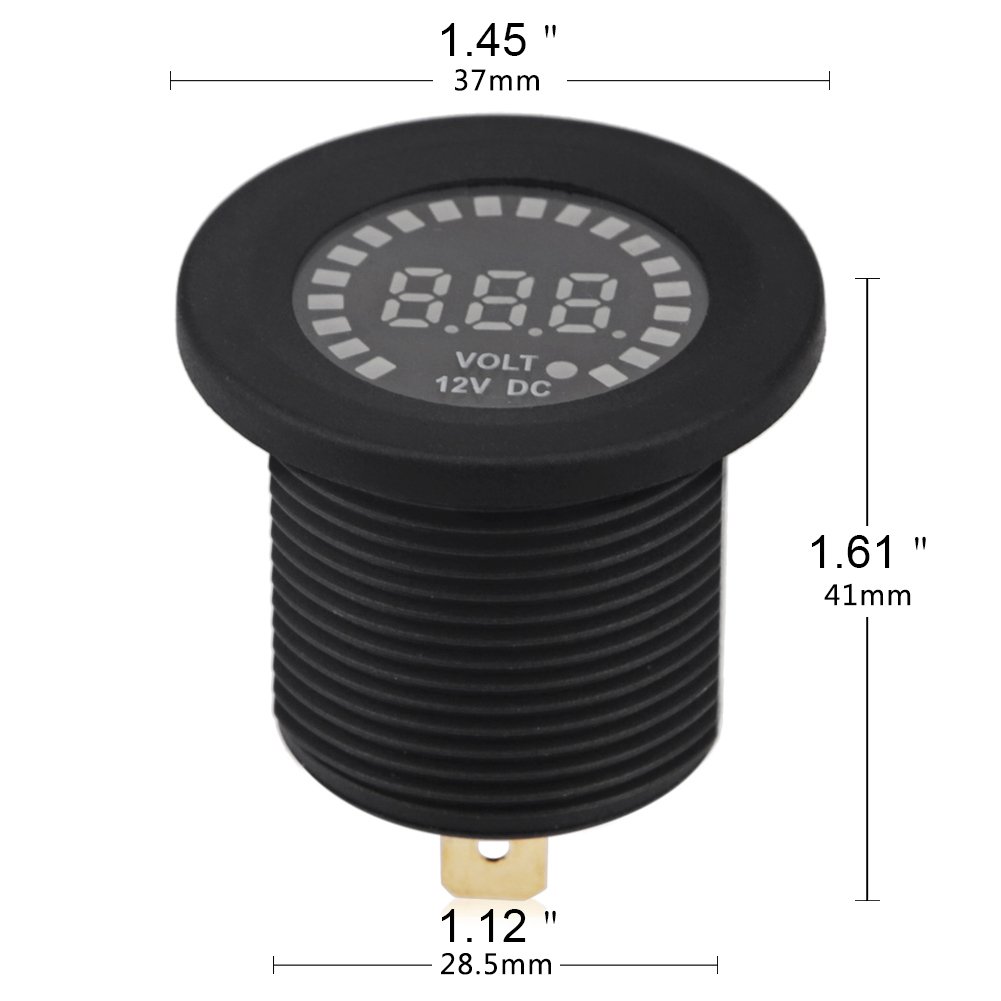 WATERWICH Waterproof 12V DC Voltmeter Color LED Digital Display Volt Meter Voltage Meter Scale Gauge Battery Tester for Marine Car Motorcycle Truck Boat RV