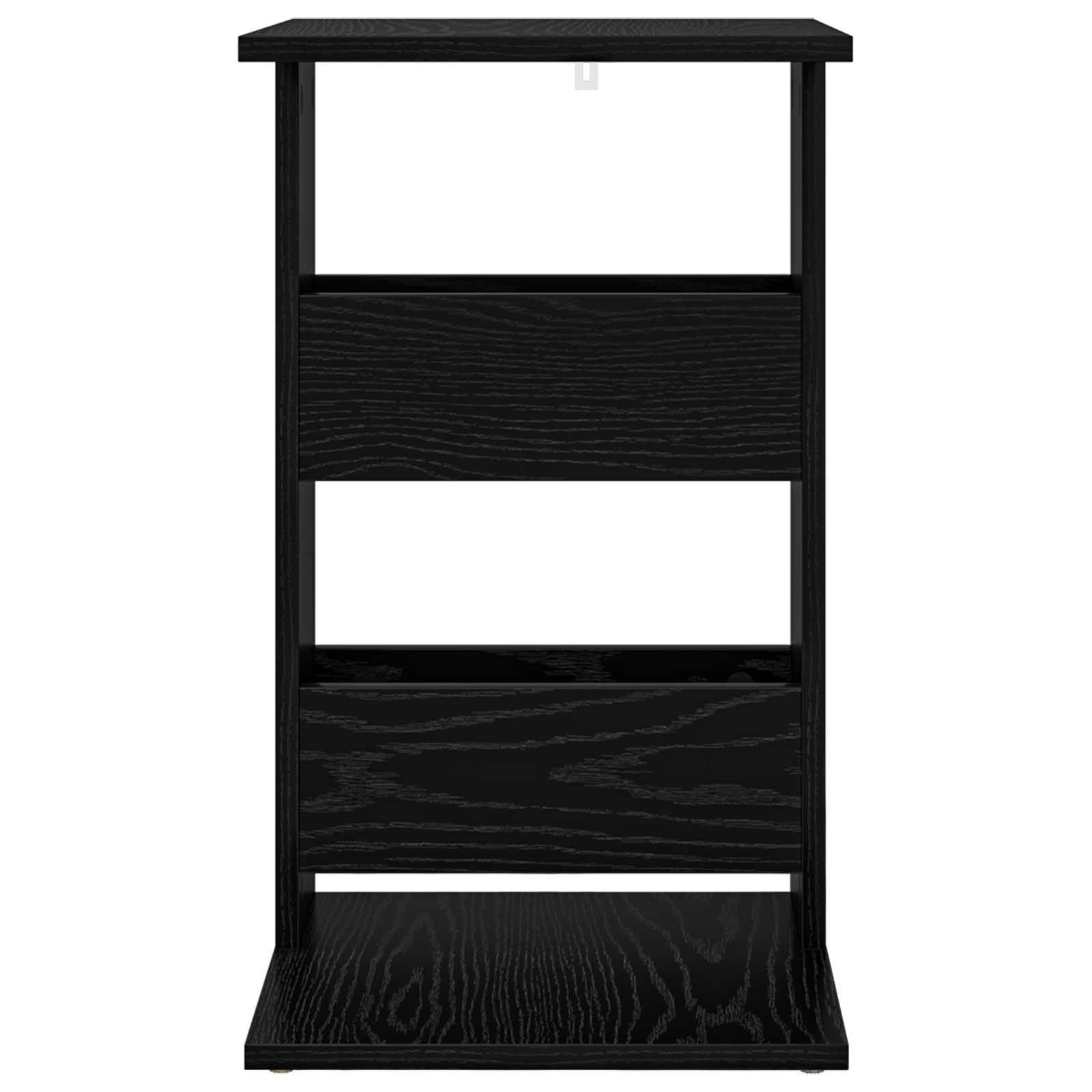 Beistelltisch Schwarz Eichen-Optik aus Holzwerkstoff 40 x 35 x 60,5 cm, kompakter Couchtisch mit Ablagefach für Wohnzimmer, Schlafzimmer, Büro, platzsparend und modernes Design