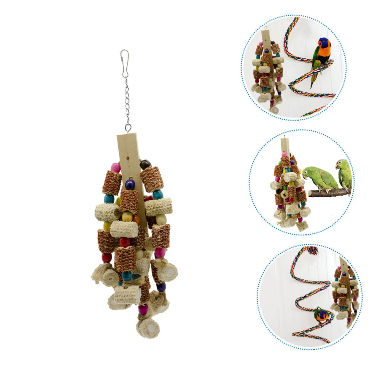 BESPORTBLE 2pezzi Giocattolo Da Appendere Per Uccelli Legno Accessorio Per Gabbia Di Pappagalli Giocattolo Da Masticare Resistente e Divertente Per Pappagalli e Altri Uccelli Domestici