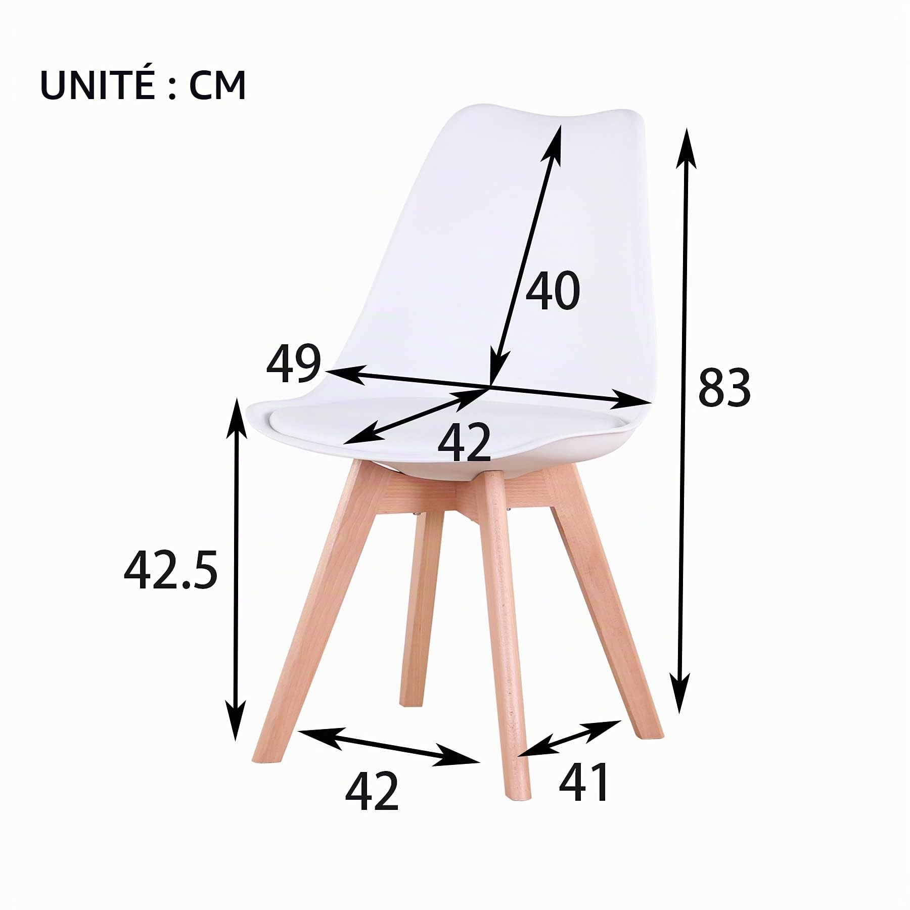 Ensemble de Salle à Manger rectangulaire avec 4 chaises, pour la Maison, Le Bureau et Le café (Blanc+ZDCZ), 110 * 70 * 74cm, CZYJX-05