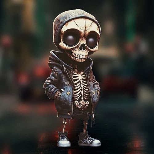Miniatura 4 de Figuras de esqueleto geniales, estatua de calavera, decoración de Halloween, adornos lindos de terror en miniatura, coleccionables, escultura gótica