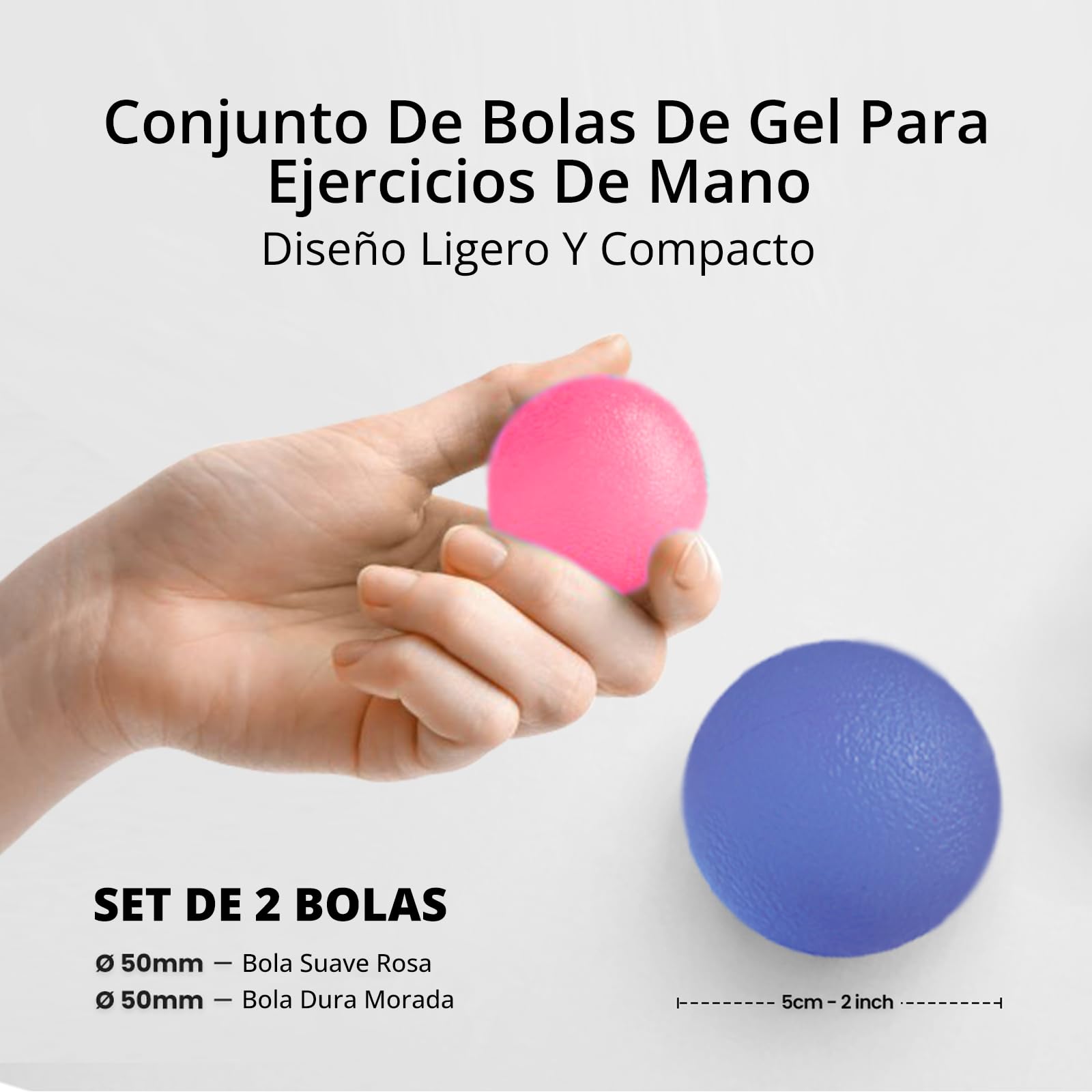 ResultSport Pelota Antiestres Juego de 2 Bolas de Gel Terapéuticas para Ejercicios de Mano Adultos Alivio Artritis Rehabilitación