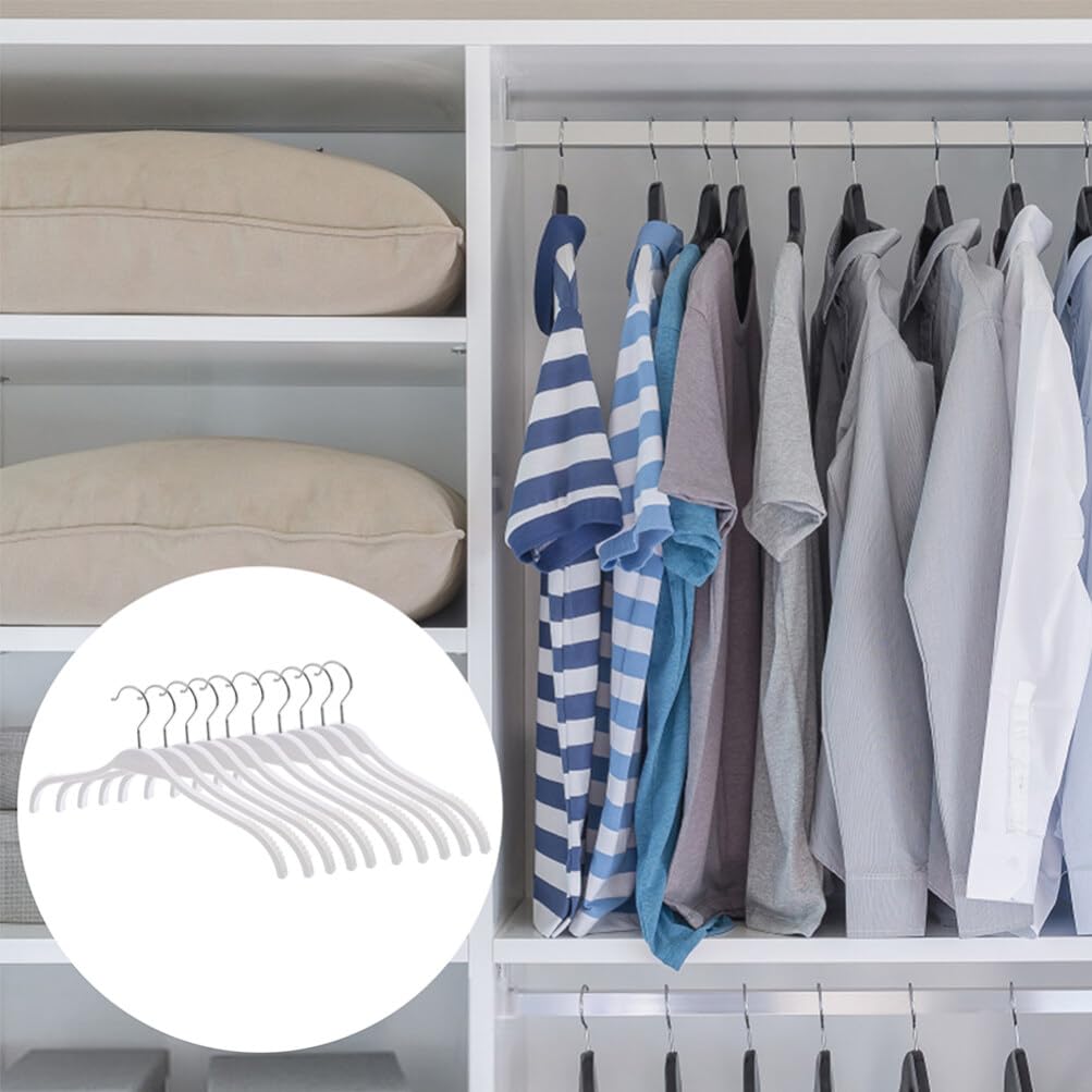 12 Stück Kleiderbügel aus Kunststoff, Weiß, rutschfest, Robust | Abs und Edelstahl, für Kleiderschrank, Kreative Ausführung im Praktischen Design