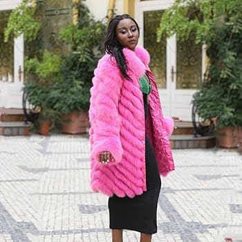 Denny&Dora Real Fur Coat Women Long Reversible Windproof Warm