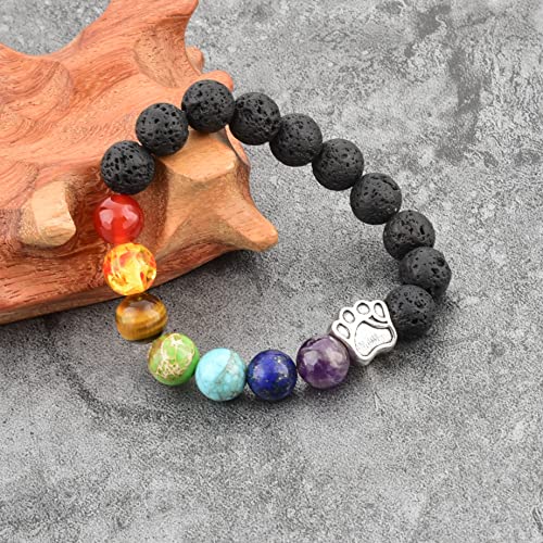 Mystiqs Lava Rock & Chakra Beaded Stone Bracelet Essential Oil Diffuser For Aromatherapy Small 3-6 #TOP1