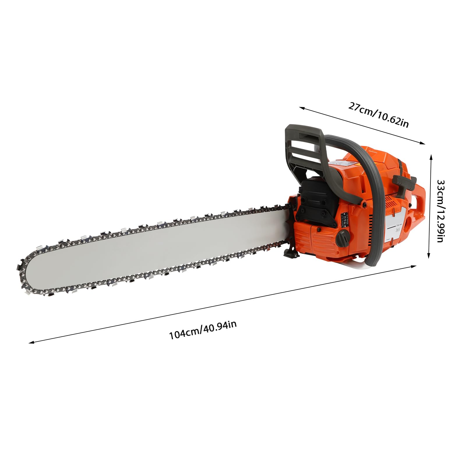 Motosierra de gasolina, motosierra de gasolina, 65 cm³, cilindrada, motosierra, sierra de árbol, sierra para el cuidado de árboles, 58 cm de longitud de corte, para cosecha de madera, corte de madera